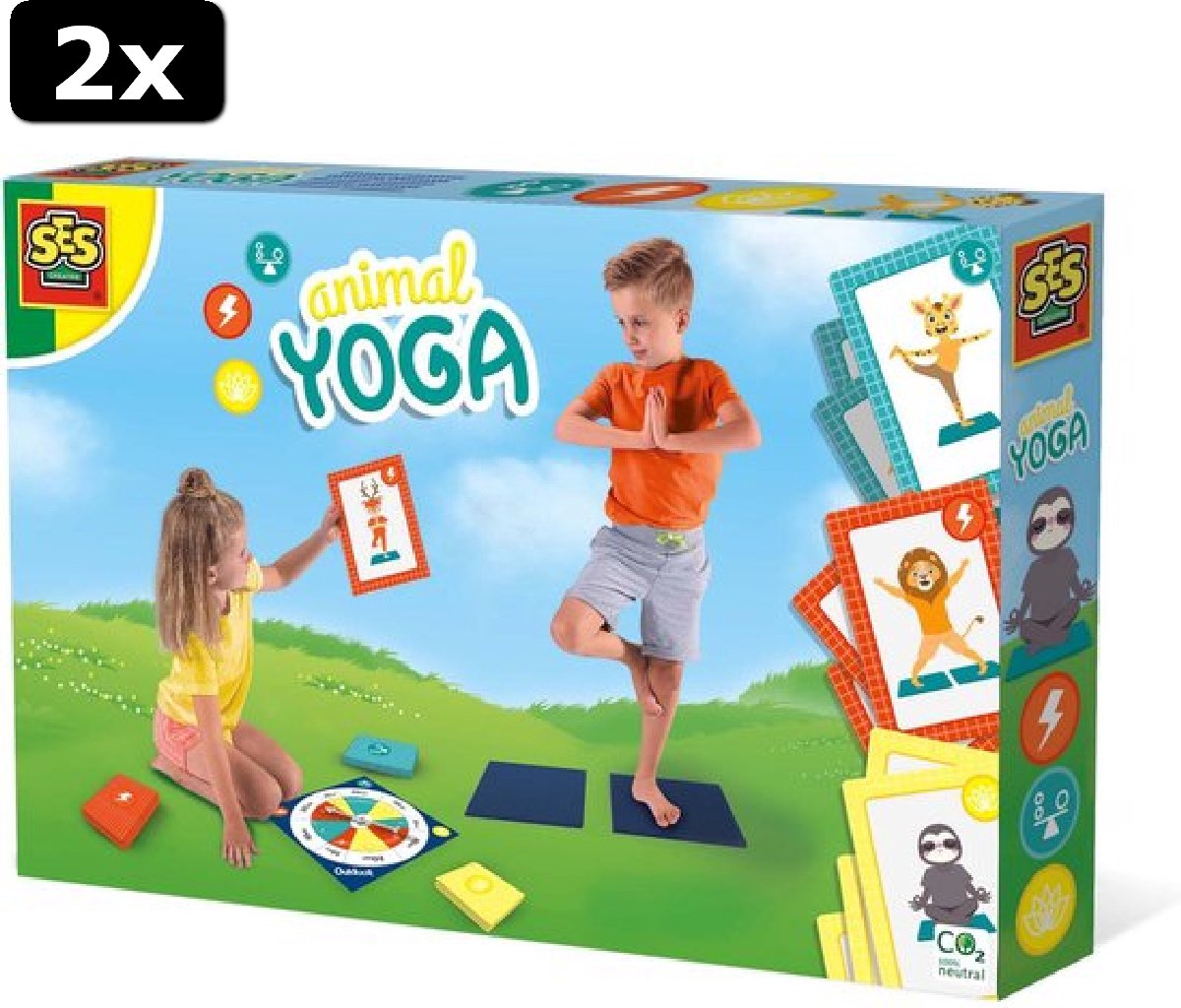 2x SES - Animal yoga | Yoga voor kinderen | Incl. 27 kinderyogakaarten
